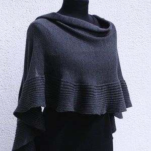 Blue Gray merino wool hand-knit shawl capelet